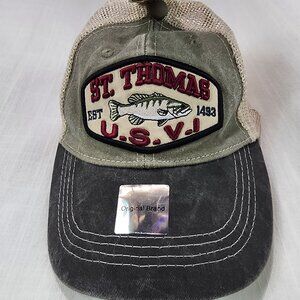 NEW St. Thomas baseball cap, gray, tan and green.